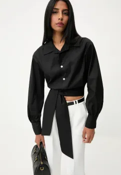 Answear.LAB camasa culoarea negru, cu guler clasic, relaxed imagine