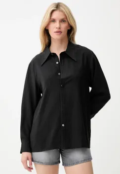 Answear Lab camasa culoarea negru, cu guler clasic, relaxed imagine