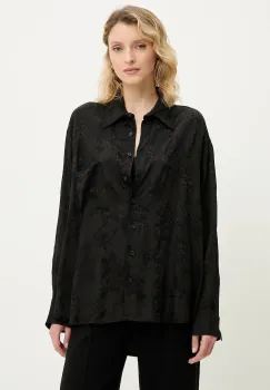 Answear Lab camasa culoarea negru, cu guler clasic, relaxed imagine