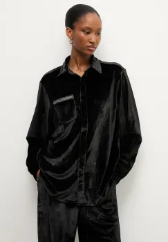 Answear.LAB camasa culoarea negru, cu guler clasic, relaxed imagine