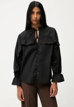 Answear.LAB camasa culoarea negru, cu un decolteu legat, relaxed imagine