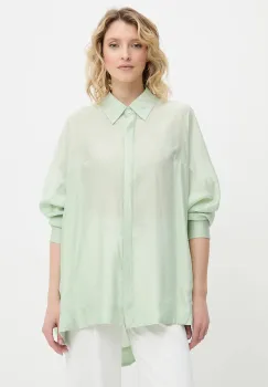 Answear Lab camasa culoarea verde, cu guler clasic, relaxed imagine
