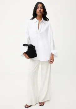 Answear.LAB camasa din bumbac culoarea alb, cu guler clasic, relaxed imagine