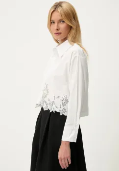 Answear Lab camasa din bumbac culoarea alb, cu guler clasic, relaxed imagine