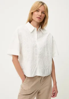 Answear Lab camasa din bumbac culoarea alb, cu guler clasic, relaxed imagine