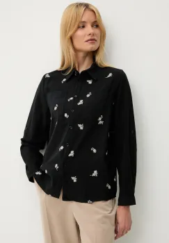 Answear Lab camasa din bumbac culoarea negru, cu guler clasic, relaxed imagine