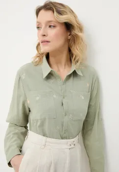 Answear Lab camasa din bumbac culoarea verde, cu guler clasic, relaxed imagine