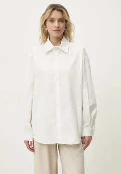 Answear Lab camasa din bumbac femei, culoarea alb, cu guler clasic, relaxed imagine