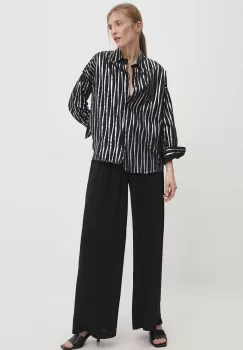 Answear Lab camasa din bumbac femei, culoarea negru, cu guler clasic, relaxed imagine