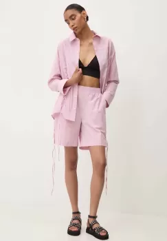Answear Lab camasa din bumbac femei, culoarea roz, cu guler clasic, relaxed imagine