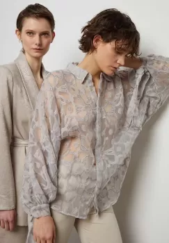 Answear Lab camasa femei, culoarea alb, cu guler clasic, relaxed imagine