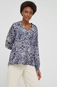 Answear Lab camasa femei, culoarea albastru marin, cu guler clasic, relaxed imagine