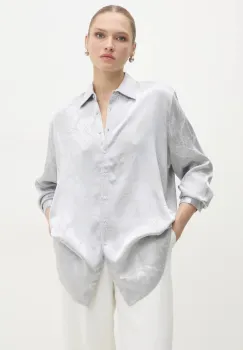 Answear Lab camasa femei, culoarea argintiu, cu guler clasic, relaxed imagine
