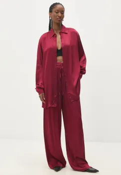 Answear Lab camasa femei, culoarea bordo, cu guler clasic, relaxed imagine