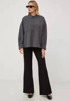 Answear Lab camasa femei, culoarea gri, cu guler clasic, relaxed imagine