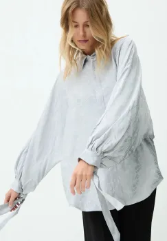 Answear Lab camasa femei, culoarea gri, cu guler clasic, relaxed imagine