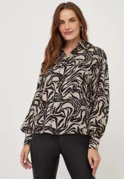 Answear Lab camasa femei, culoarea maro, cu guler clasic, regular imagine
