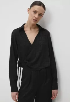 Answear Lab camasa femei, culoarea negru, cu guler clasic, regular imagine