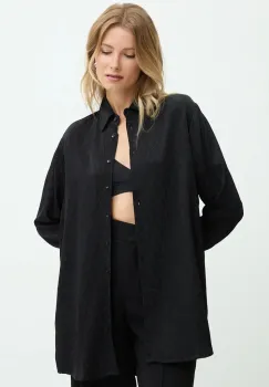 Answear Lab camasa femei, culoarea negru, cu guler clasic, regular imagine