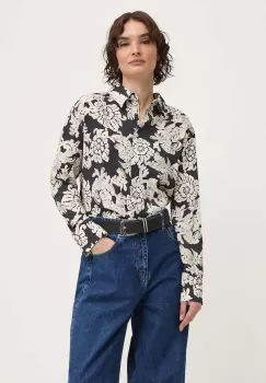 Answear Lab camasa femei, culoarea negru, cu guler clasic, regular imagine