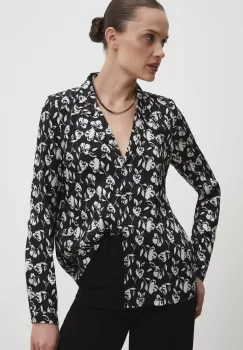 Answear Lab camasa femei, culoarea negru, cu guler clasic, regular imagine