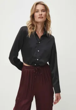 Answear Lab camasa femei, culoarea negru, cu guler clasic, regular imagine