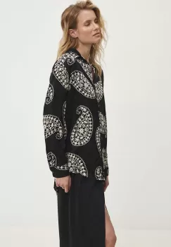 Answear Lab camasa femei, culoarea negru, cu guler clasic, relaxed imagine