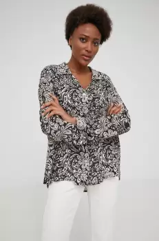 Answear Lab camasa femei, culoarea negru, cu guler clasic, relaxed imagine