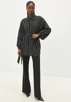 Answear Lab camasa femei, culoarea negru, cu guler clasic, relaxed imagine