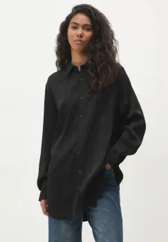 Answear Lab camasa femei, culoarea negru, cu guler clasic, relaxed imagine
