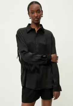 Answear Lab camasa femei, culoarea negru, cu guler clasic, relaxed imagine