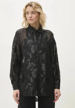 Answear Lab camasa femei, culoarea negru, cu guler clasic, relaxed imagine