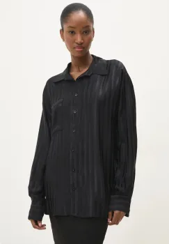 Answear Lab camasa femei, culoarea negru, cu guler clasic, relaxed imagine