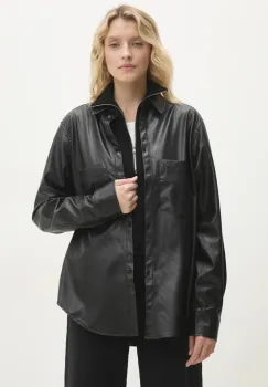 Answear Lab camasa femei, culoarea negru, cu guler clasic, relaxed imagine