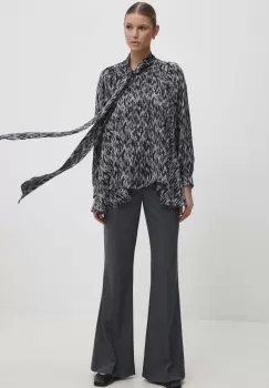 Answear Lab camasa femei, culoarea negru, cu un decolteu legat, relaxed imagine
