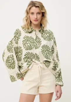 Answear Lab camasa femei, culoarea verde, cu guler clasic, relaxed imagine
