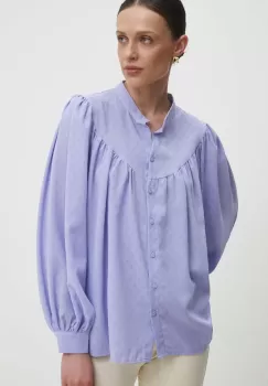 Answear Lab camasa femei, culoarea violet, cu guler stand-up, relaxed imagine