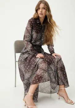 Answear.LAB camasa si fusta culoarea maro imagine