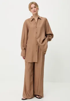 Answear Lab camasa si pantaloni culoarea maro imagine