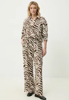 Answear Lab camasa si pantaloni femei, culoarea maro imagine