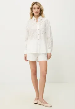 Answear Lab camasa si pantaloni scurti din bumbac culoarea alb imagine