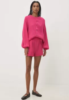 Answear Lab camasa si pantaloni scurti din bumbac culoarea roz imagine