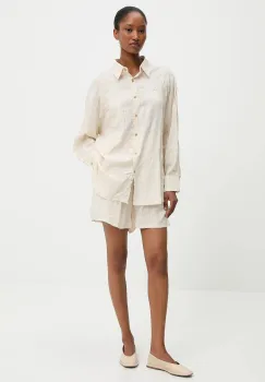 Answear Lab camasa si pantaloni scurti femei, culoarea bej imagine