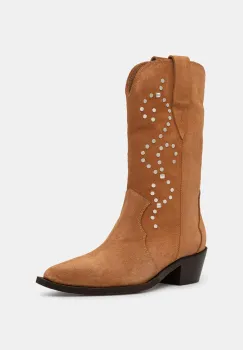 Answear.LAB cizme de cowboy din piele intoarsa culoarea bej, cu toc drept imagine