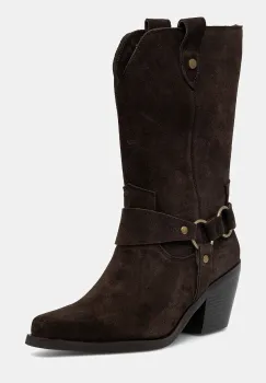 Answear.LAB cizme de cowboy din piele intoarsa culoarea maro, cu toc drept imagine