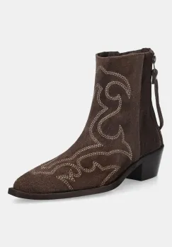 Answear.LAB cizme de cowboy din piele intoarsa culoarea maro, cu toc drept imagine