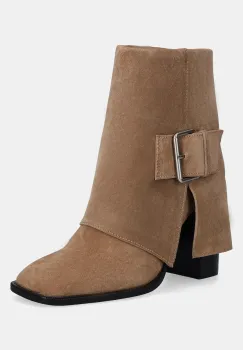 Answear.LAB cizme din piele intoarsa culoarea bej, cu toc drept, izolare usoara imagine