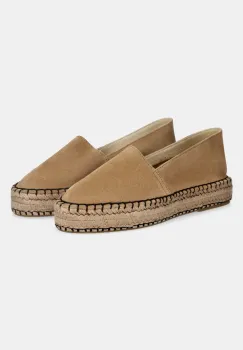 Answear Lab espadrile din piele intoarsa culoarea bej, cu platforma imagine