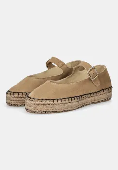 Answear Lab espadrile din piele intoarsa culoarea bej, cu platforma imagine