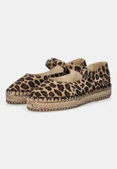 Answear Lab espadrile din piele intoarsa culoarea maro, cu platforma imagine